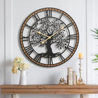 Micasso Farmhouse Oversize Wall Clock: 32Inch Rustic Tree of Life Metal by Micasso