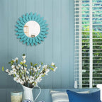 Honiway Beach Wall Decor Mirror 2 Pack 12 inch Wood Coastal Wall Decor Sunburst - Image 4