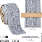 CRASPIRE 82 x 3 Crown Molding Peel and Stick 3D Flexible Foam Wall Trim Silver - Image 2