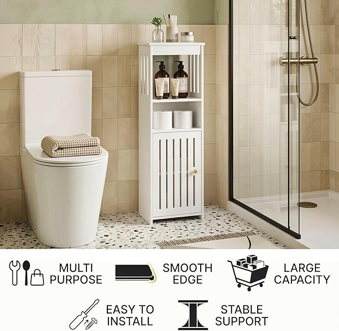 Narrow Bathroom Storage Cabinet, 5-Tier Slim Organizer - Image 6