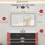 Keonjinn Black Bathroom Mirror for Over Sink, 42 x 20 Inch Rounded Rectangle - Image 6