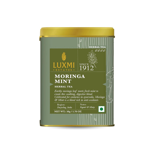 Luxmi Estates - Moringa Mint Tea Loose Leaf - 50g (25 cups) | Organic Moringa and Mint | Great for Digestion and Detox