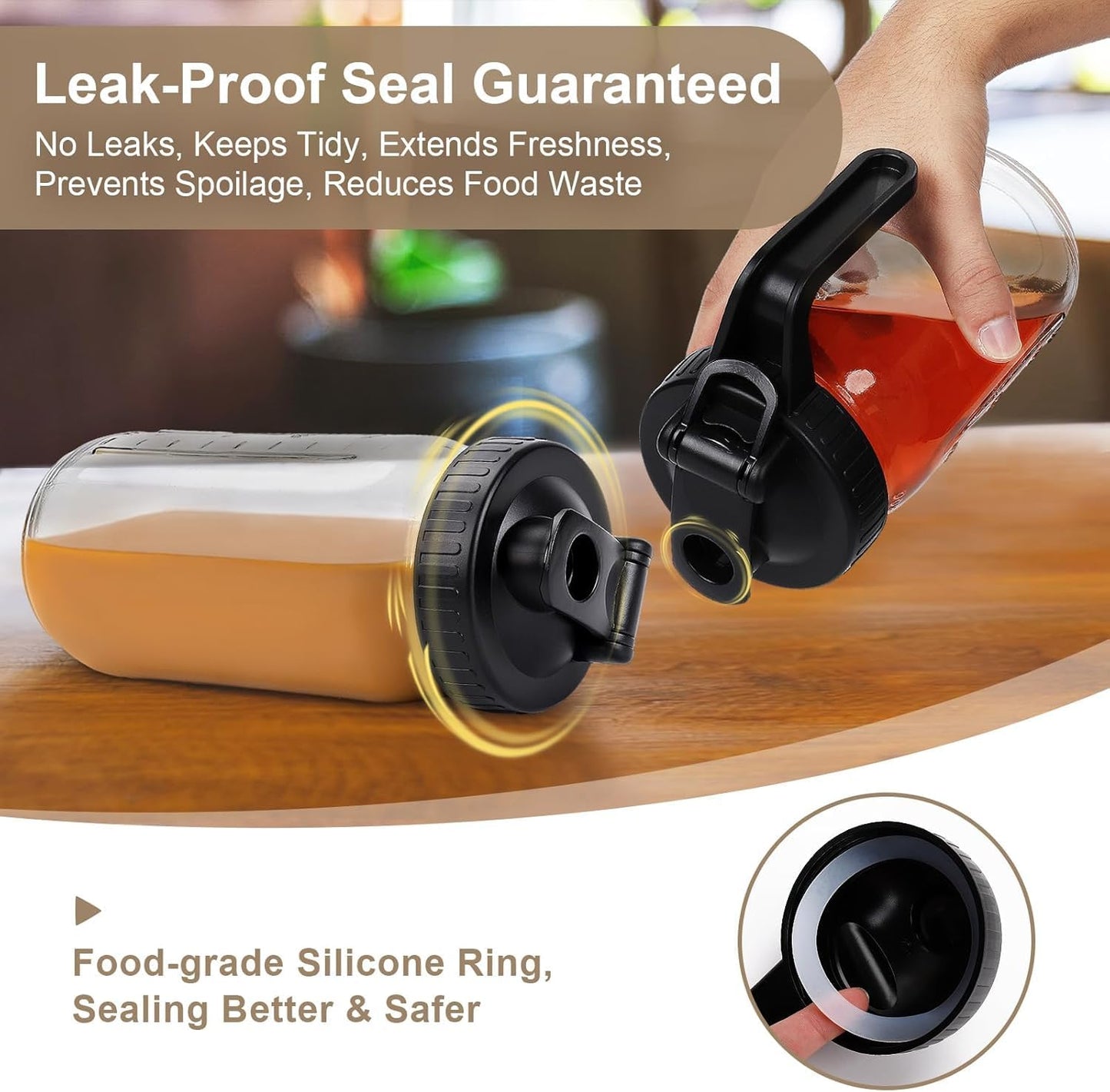 Breast Milk Pitcher Mason Jar - 2Pack Easy Pouring 32oz Airtight Glass Jar with Pour Spout Lid, Classic Wide Mouth Jug Easy to Clean, Ideal for Coffee & Creamer, Iced & Sun Tea, Juices