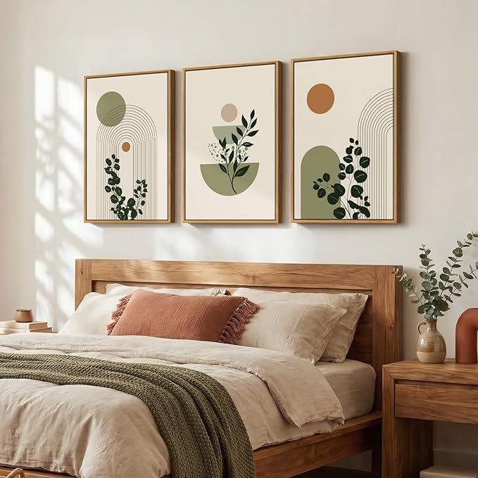3 Piece Framed Abstract Boho Wall Art - Image 2