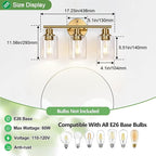 3-Light Gold Bathroom Light Fixtures, Modern Bathroom Vanity Light - Image 8
