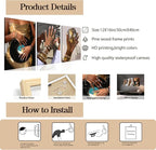 Black Girl wall Art Set of 3, African American Woman Wall Decor Fashion Gold - Image 2