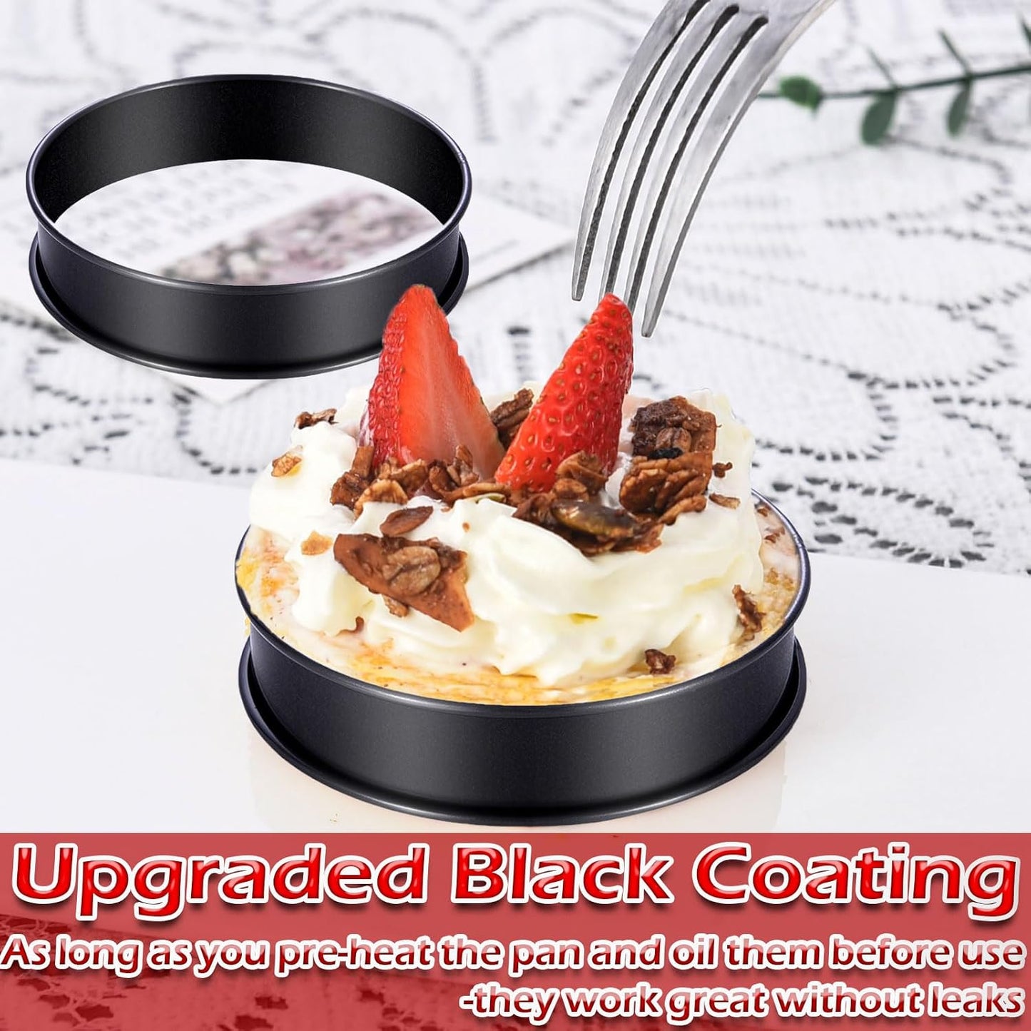 DATANYA 12Packs Crumpet Rings NONSTICK English Muffin Rings 3.15 Inch Stainless Steel Double Rolled Tart Ring Upgraded Round Metal Baking Cooking Pastry Ring Molds for muffins, pancakes