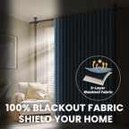 100% Blackout Room Divider Curtains Sets Blue 2 Panels W100 x L96in No Drill - Image 5