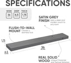 Homeforia 36 inch Gray Floating Shelves, High End Solid Real Wood 36inch - Image 2