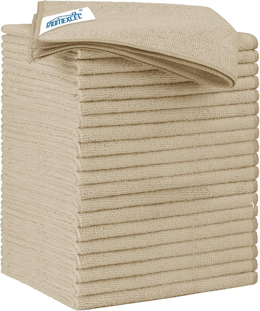 HOMEXCEL Microfiber Cleaning Cloth 20 Pack 11.5 x 11.5 inch Microfiber Towels for Cars Ultra Absorbent Car Washing Cloth Lint Free Streak Free Cleaning Rags for Car, Kitchen Window Brown