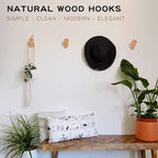 Felidio Wood Wall Hooks, 6 Pack Natural Wooden Coat Hooks Wall-Mounted - Image 3