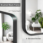 Wall Mount Mirror for Bathroom, Brushed Black Metal Framed Rounded Corner - Image 2
