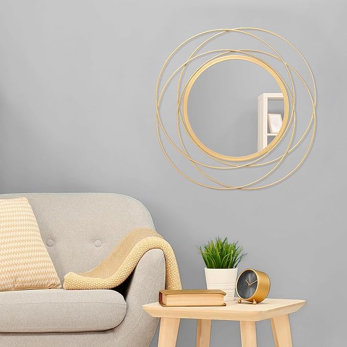 Gold Wall Mirror Mounted Round Decorative Mirrors - Image 3