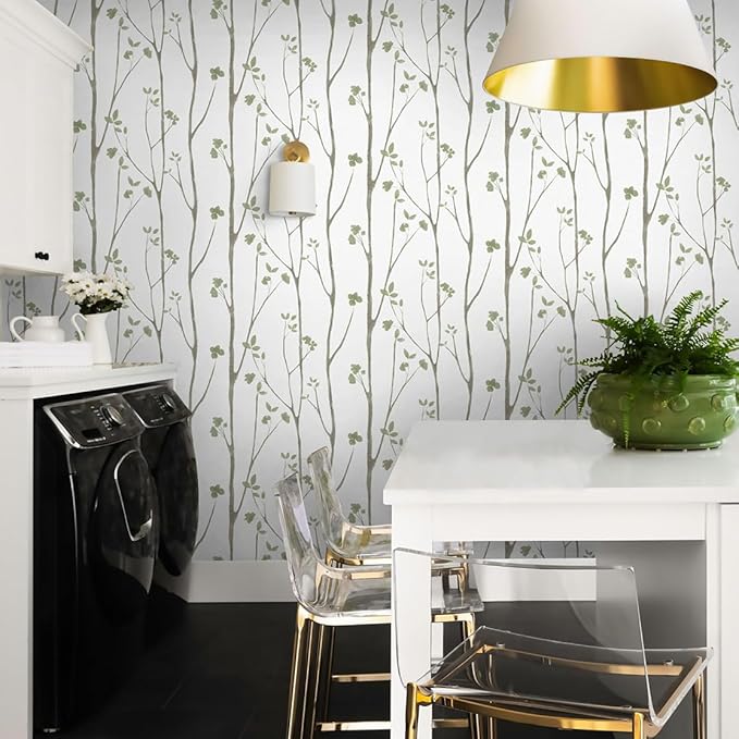 Timeet Green White Leaf Floral Boho Wallpaper 16" x 393.7" Self-Adhesive - Image 8