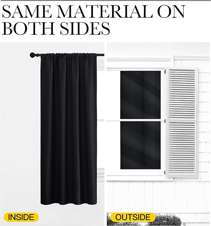 NICETOWN Black Blackout Curtains and Drapes 48 inches Long, Privacy RV Draperies - Image 6