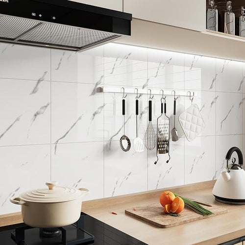 10pcs Peel and Stick Tile Shower Waterproof Marble Tiles Wall Panels, - Image 2