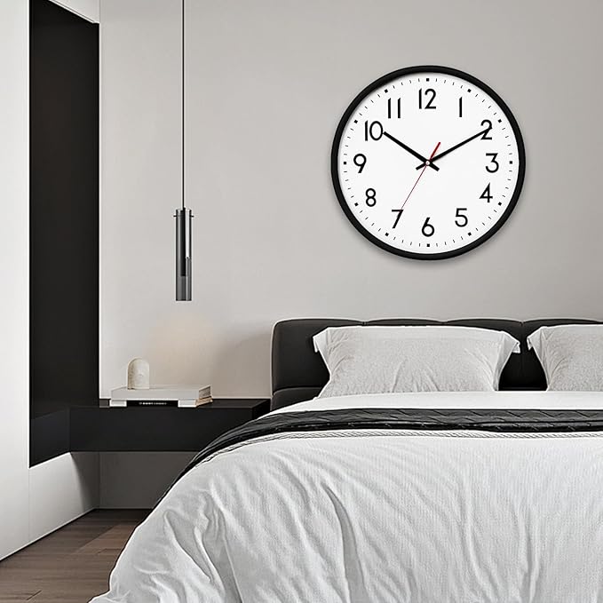 HZDHCLH Wall Clock Black, Silent Wall Clocks Battery Operated 10 Inch Modern - Image 6