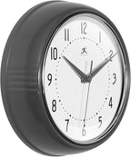 Infinity Instruments LTD. Retro Round Aluminum Wall Clock, Oyster Grey - Image 3