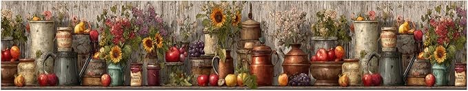 Harvest Jar Wall Border 196x4 Inch Peel and Stick Rustic Fall Pumpkin Sunflower - Image 2