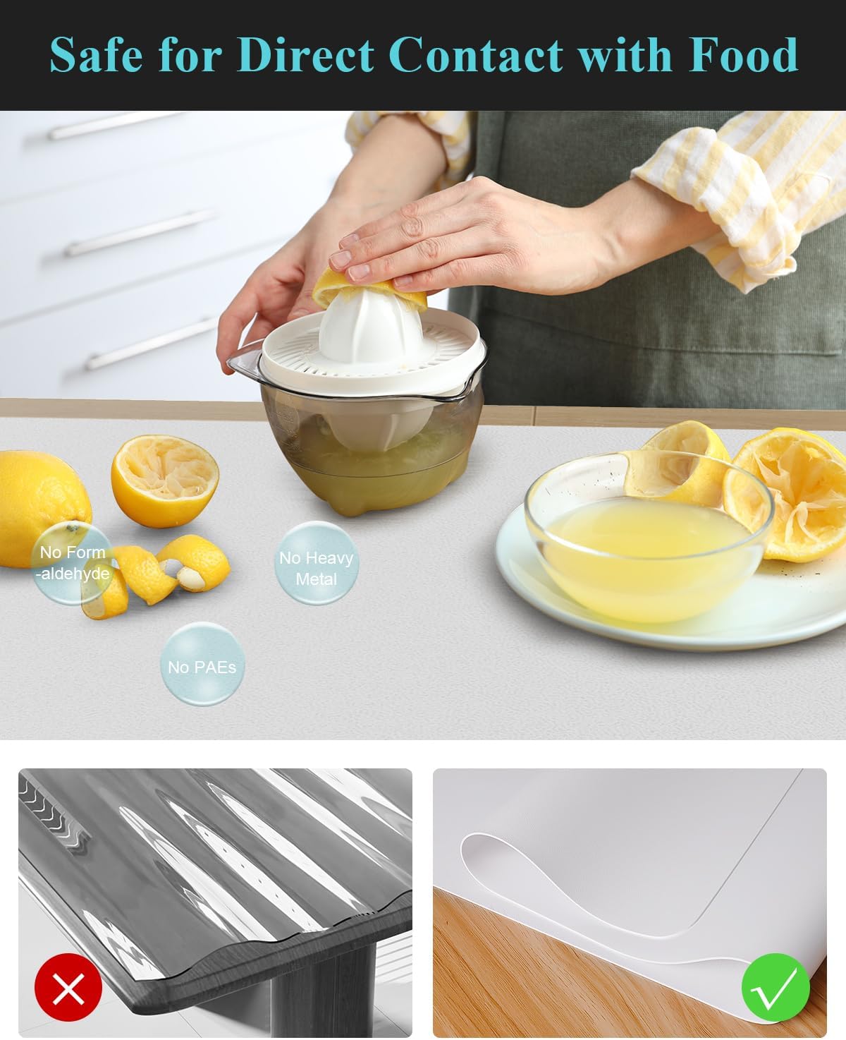 Pure White Plastic Table Cover Protector, 42" x 78" Waterproof Easy Flat PVC Desk Pad Mat, 1.5mm Thick Rectangle Vinyl Table Top Protector for Dining Room Table, Office, Dresser