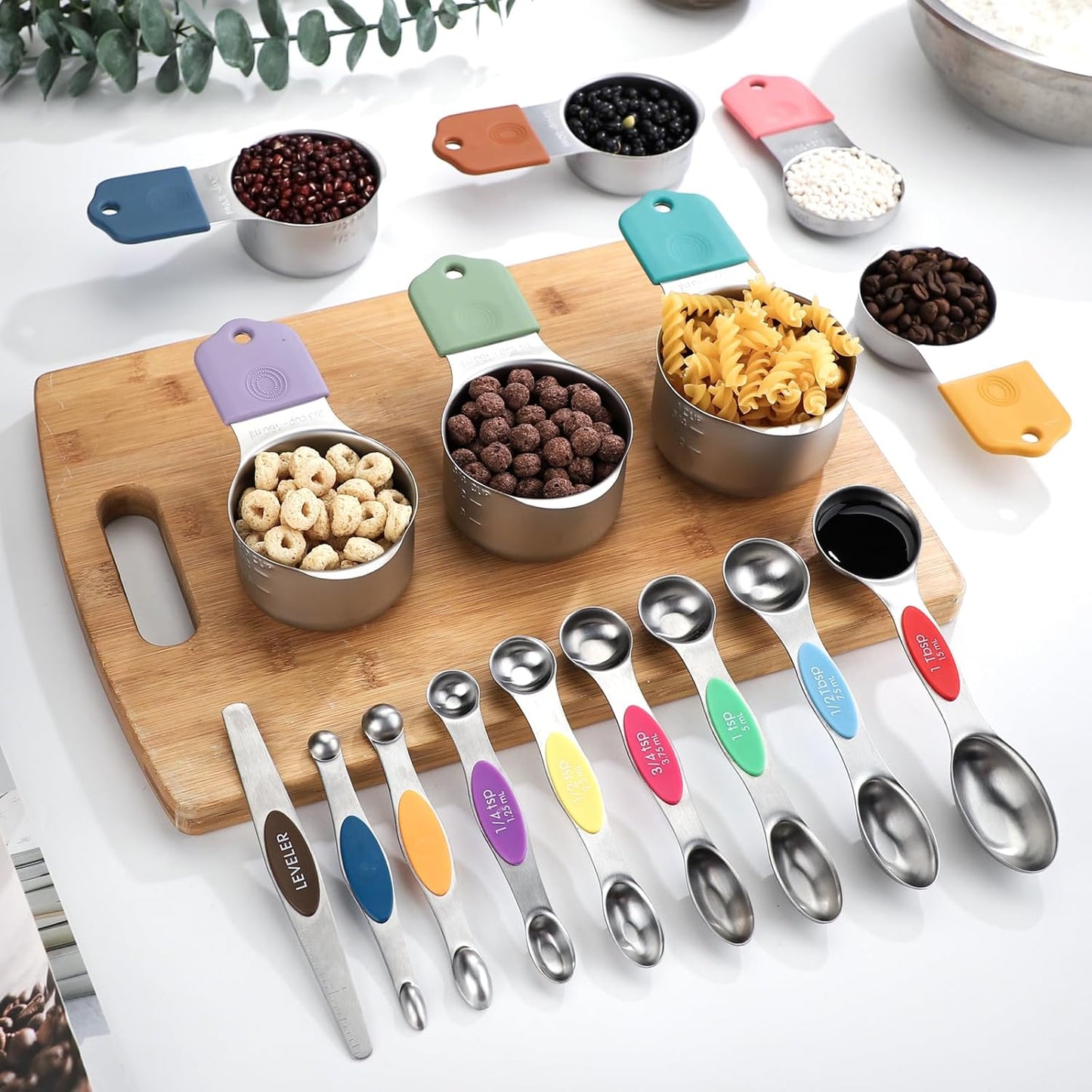 Magnetic Measuring Cups Set 7 Stainless Steel Stackable Nesting Measuring Cups for Measuring Dry and Liquid Ingredients