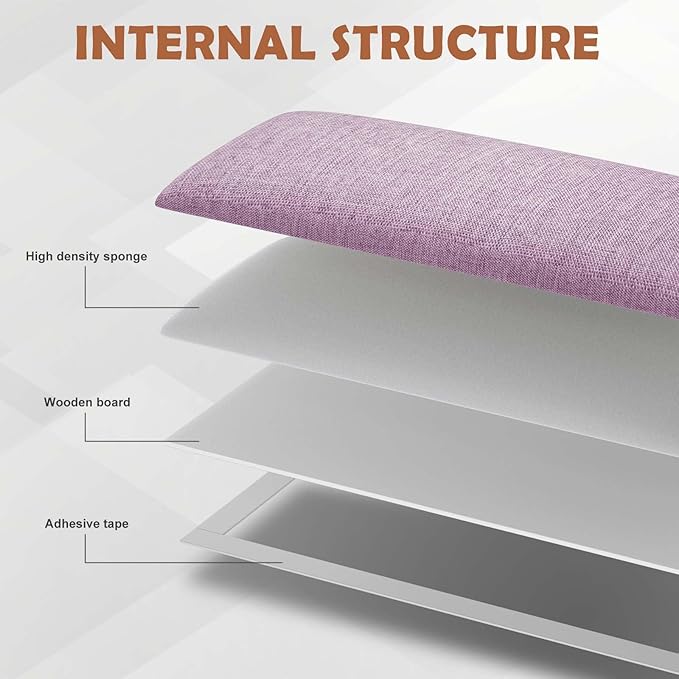 IFNOW Upholstered Wall Mounted Headboard, 3D Soundproof Wall Panels Peel and - Image 5