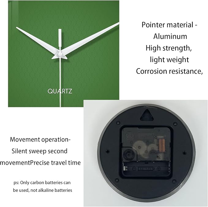 XFM Green Wall Clock 12 Inch Modern Wall Clocks Battery Operated Round Silent - Image 7