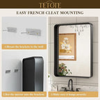 TETOTE 60 x 40 Inch Black Frame Mirror, Bathroom Vanity Mirror - Image 5