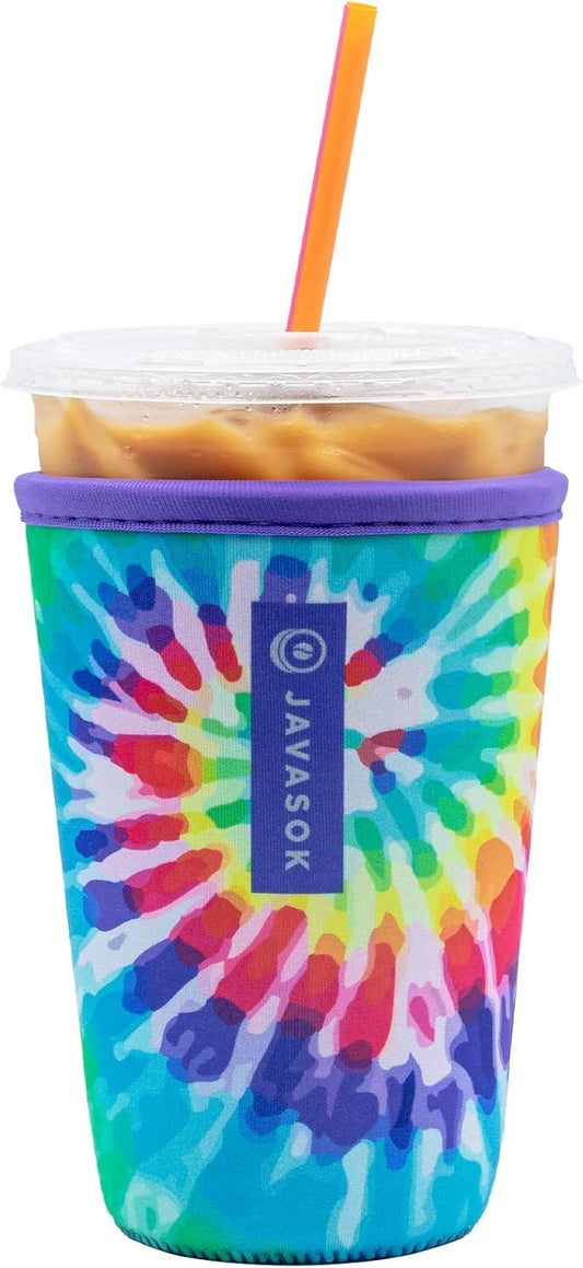 Sok It JavaSok Iced Coffee & Cold Soda Insulated Neoprene Cup Sleeve (Rainbow Tie Dye, Medium: 22-28oz)