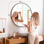 NEWBULIG Round Wall Mirror, 30 Inch Bathroom Mirrors - Image 2