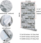 Guvana 17.3"×394" Brick Wallpaper Grey Self Adhesive Wallpaper 3D Brick Peel - Image 6