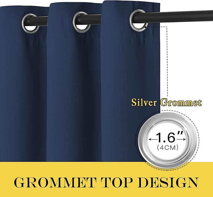 NICETOWN Blackout Navy Blue Curtains 63 inch Length - Image 3
