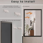 Amorho Bathroom Mirror Black, 50x36 Inch Thick Metal Framed Wall Mirrors - Image 4