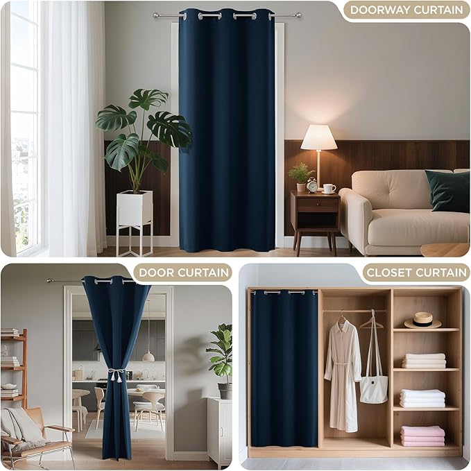 Joydeco Blackout Door Curtain for Doorway Privacy 96 Inches Long, Grommet - Image 4