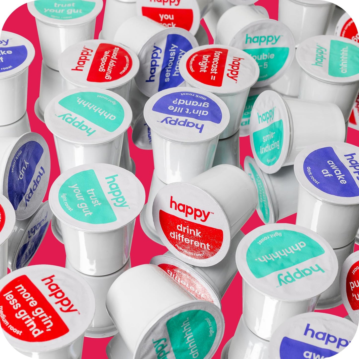 happy coffee medium roast coffee pods, 10 count, notes of chocolate & confidence, compatible with most K-cup brewers, rainforest alliance certified