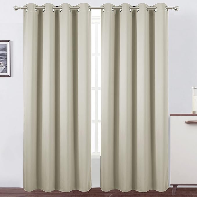 LEMOMO Light Beige Thermal Blackout Curtains/52 x 95 Inch/Set of 2 Panels Room by Lemomo