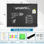 Magnetic Chalk Board, 24“x18” Black Chalkboard Double-Sided Dry Erase Board - Image 2