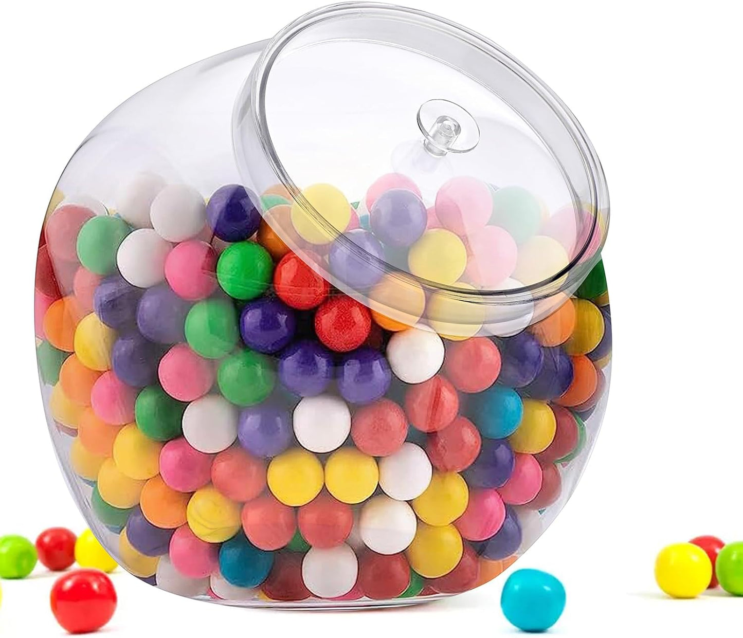 ELLDOO Clear Slanted Plastic Storage Jar with Lid, 80 Oz Wide Mouth Laundry Pods Container, Coffee Pods Holder for Nespresso K Cup, Candy Cookie Jars for Coffee Bar Kitchen Breakroom