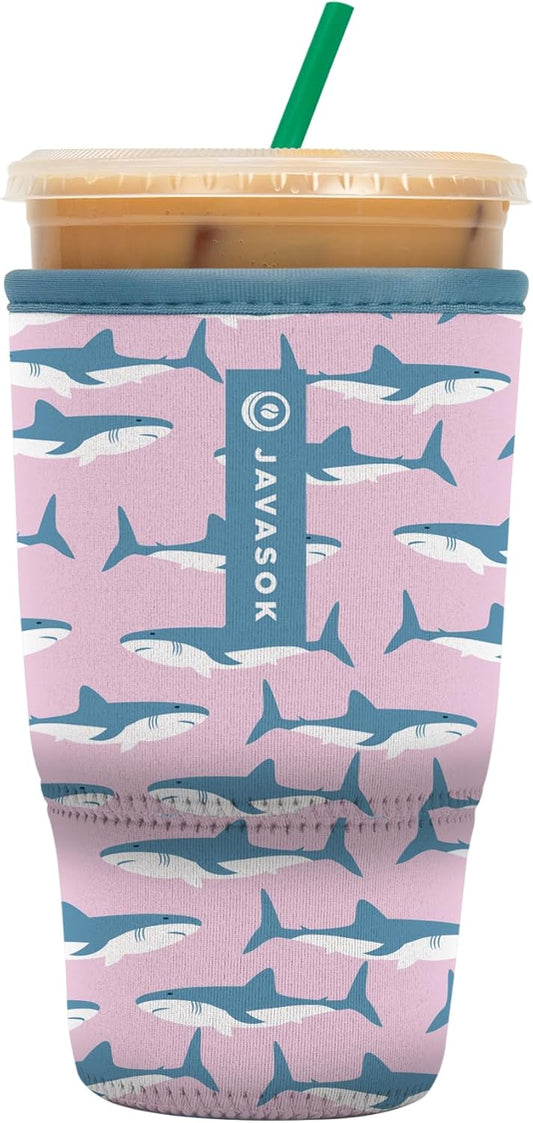 Sok It JavaSok Iced Coffee & Cold Soda Insulated Neoprene Cup Sleeve (Fin-tastic, Large: 30-32oz)