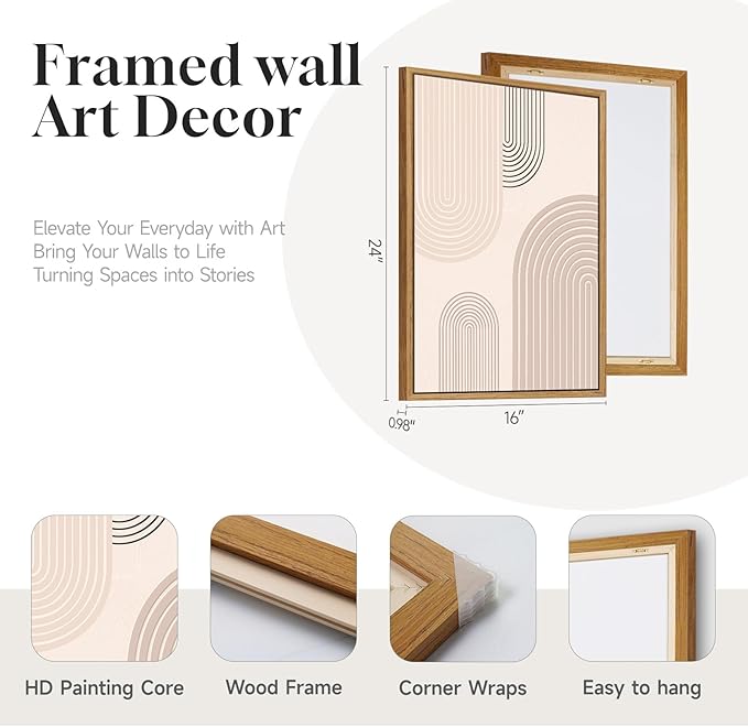 3 Piece Framed Neutral Boho Wall Art - Image 4