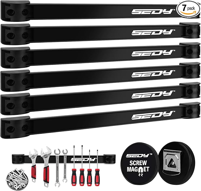 SEDY Magnetic Tool Holder Storage Organizer: 7-Piece Garage Wall Mount Rack by SEDY