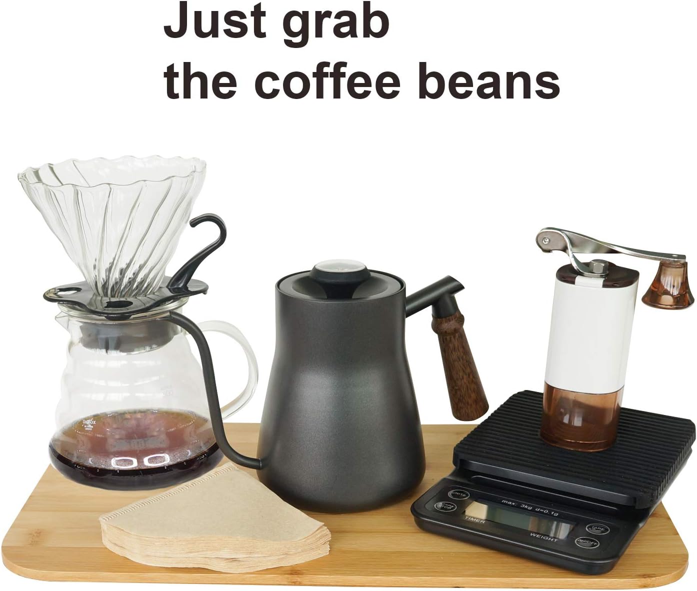 Pour Over Coffee Maker Set Coffee Kettle Scale Server Dripping Cup Bean Grinder Filter Paper Ceramic Cup ALL in 1 Great Portable Metal Box for Traveling Excellent Coffee Gift