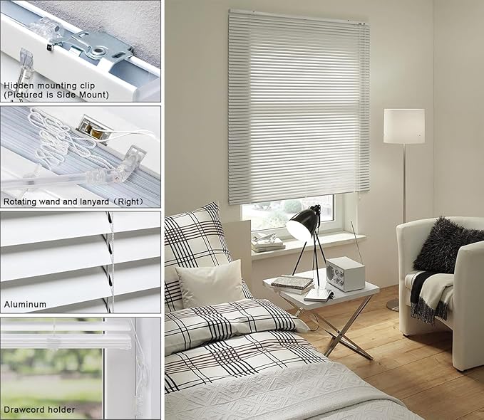 YIIBAII Mini Blinds Suitable for 34.5" W x 64" H Windows 1" Aluminum Horizontal - Image 4
