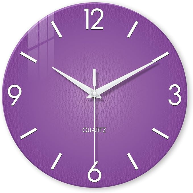 XFM Round Purple Wall Clock 14 Inch Silent Non-Ticking Battery Operated by XFMWallClock