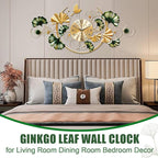 Large Wall Clock for Living Room, 3D 47 Inch Metal Ginkgo Leaf Wall Decor - Image 3