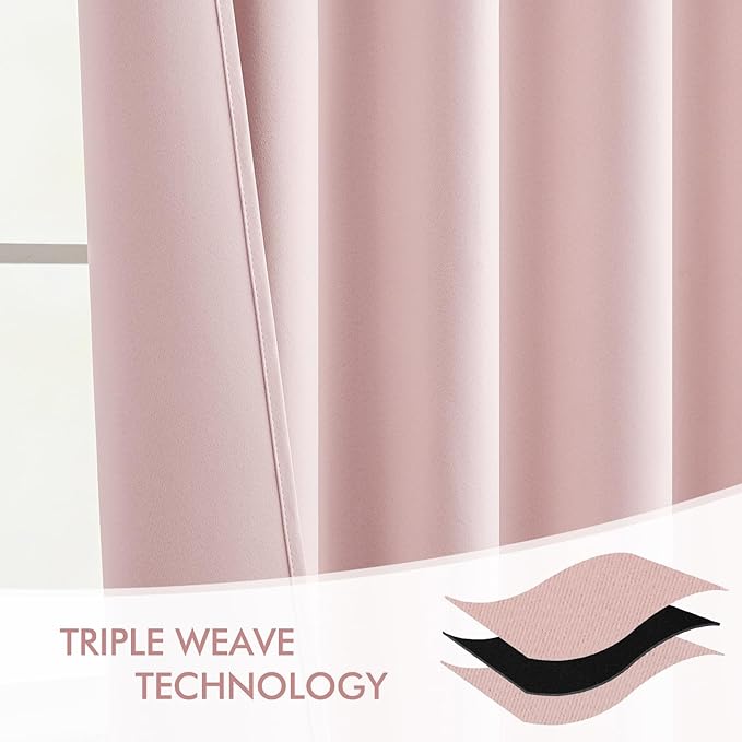MIULEE Baby Pink Back Tab Blackout Curtains 84 Inch Length 2 Panels Set - Image 7