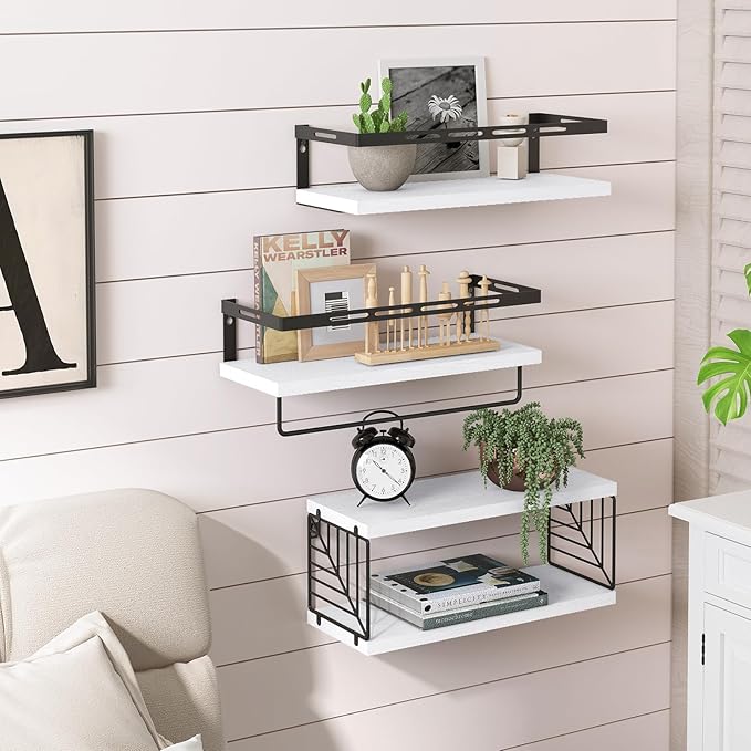 Fixwal Wall Mounted Bathroom Shelves Over Toilet, Rustic Wood Floating Shelves - Image 8