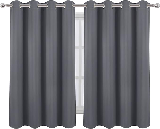 LEMOMO Grey Thermal Blackout Curtains/52 x 54 Inch/Set of 2 Panels Room - Image 2