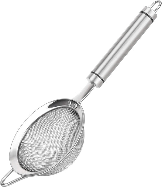 304 Stainless Steel Fine Mesh Strainers for Kitchen, Colander-Skimmer with Handle, Sieve Sifters for Food, Tea, Rice, Oil, Noodles, Fruits, Vegetable