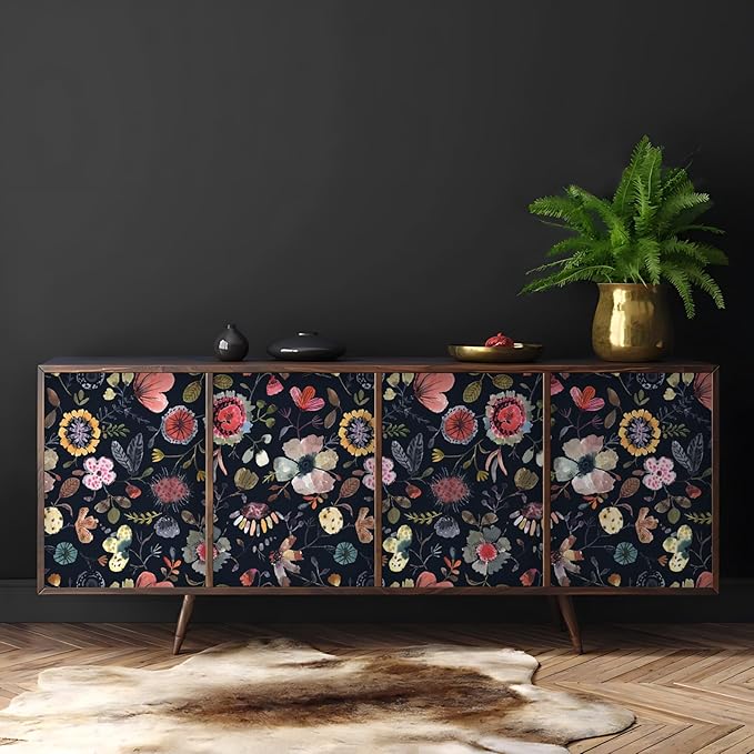 Wallpaper Peel and Stick Floral Wall Paper Removable Waterproof Blue/Red/Yellow - Image 6